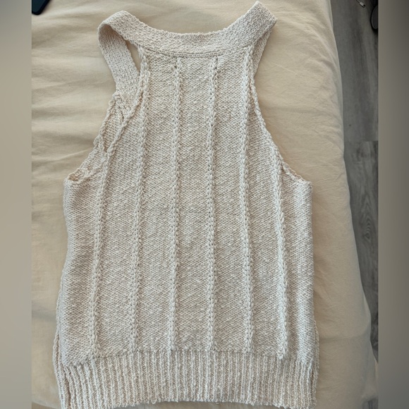 Crochet Knit Button Tank Top in Cream - Picture 2 of 2